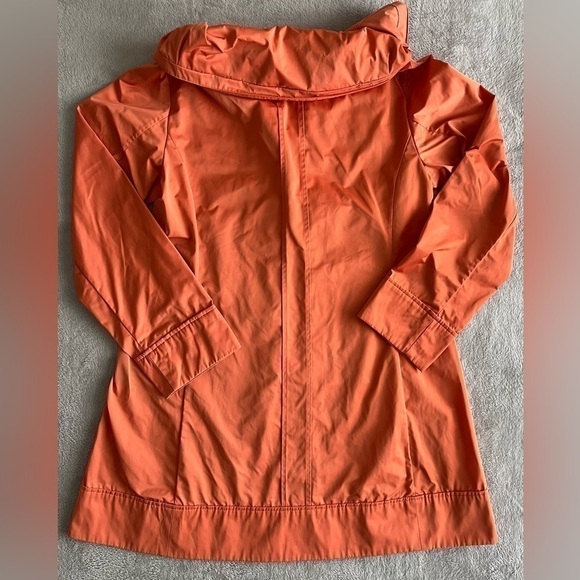 RAINFOREST packable travel coat orange w/Ruffle placket trench size small - Picture 2 of 10